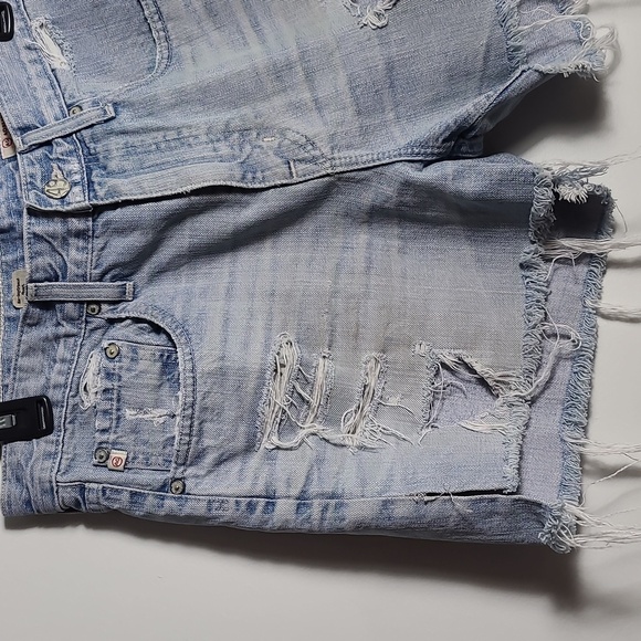 ADRIANO GOLDSCMIED Distressed Light Wash Ex-Boyfriend Denim Shorts Size 28 - Picture 6 of 16